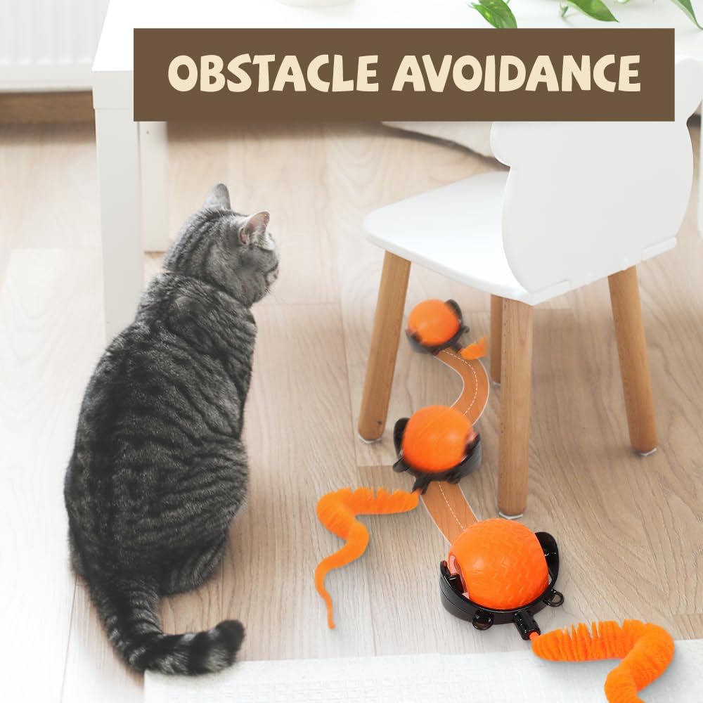Interactive Cat Ball Toy, New Cat Ball Toys With Cord Mouse, Smart Self Rolling Cat Toys For Bored Indoor Cats, Automatic Moving Peppy Pet Ball